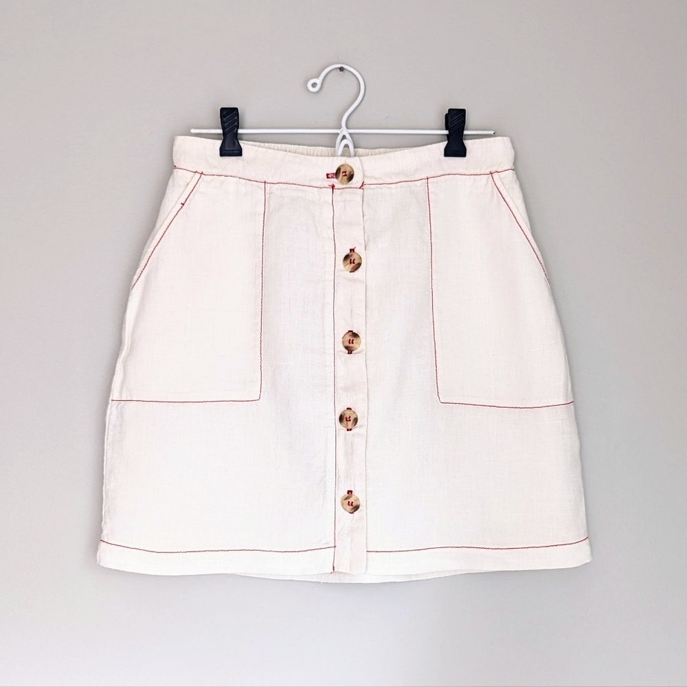 🇺🇸 Anthropologie Amadi 100% Linen Mini Skirt Made In USA